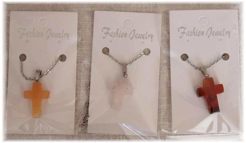 Náhrdelník nerez řetízek - křížek kámen