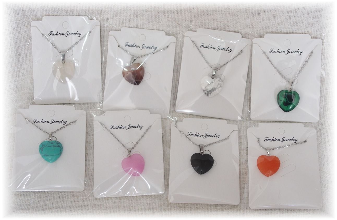 Náhrdelník nerez řetízek - srdce kámen