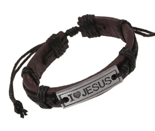 Náramek kožený - I srdce Jesus