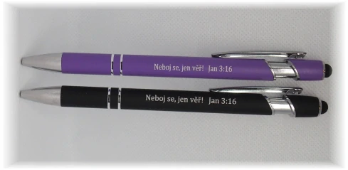 Kovové pero stylus - Neboj se jen věř! Jan 3:16