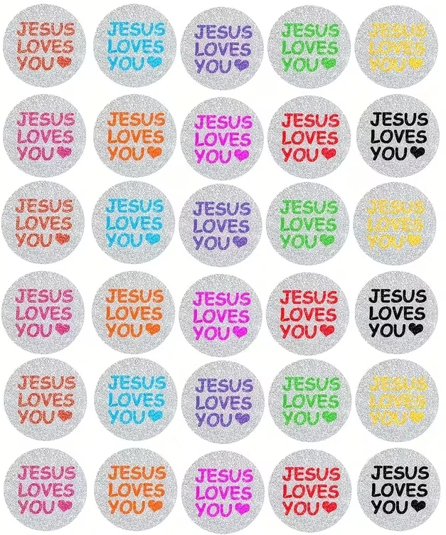 Samolepky holografické aršík - Jesus loves you