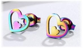 Náušnice - srdíčko 1 nerez