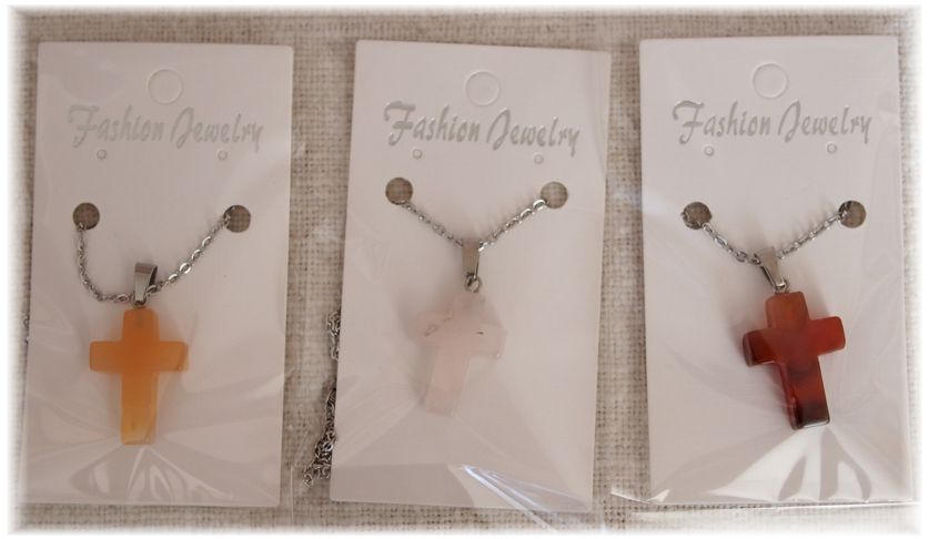 Náhrdelník nerez řetízek - křížek kámen