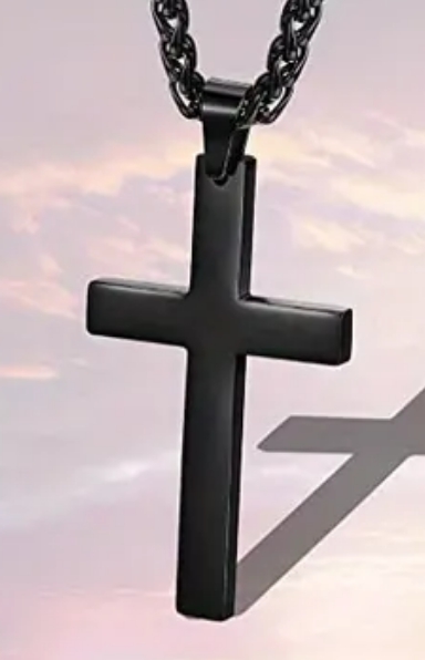 Náhrdelník černý s křížkem