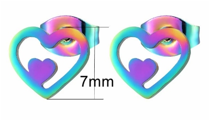 Náušnice - srdíčko 1 nerez
