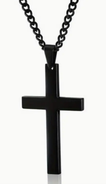 Náhrdelník černý s křížkem