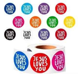 Samolepky sada 20ks - Jesus loves you kolečko