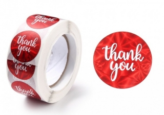 Samolepky sada 20ks - Thank you červený lesk